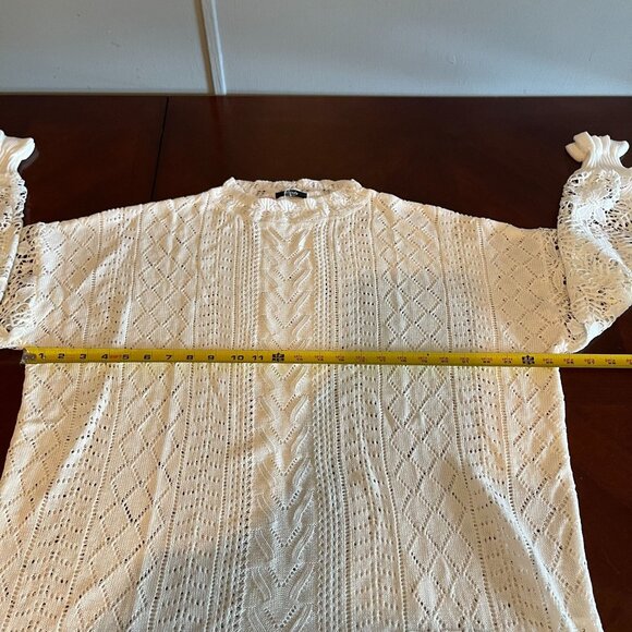 Melody Womens White Long Sleeve Knit Crochet Sweater XL‎  Pullover - Picture 11 of 13